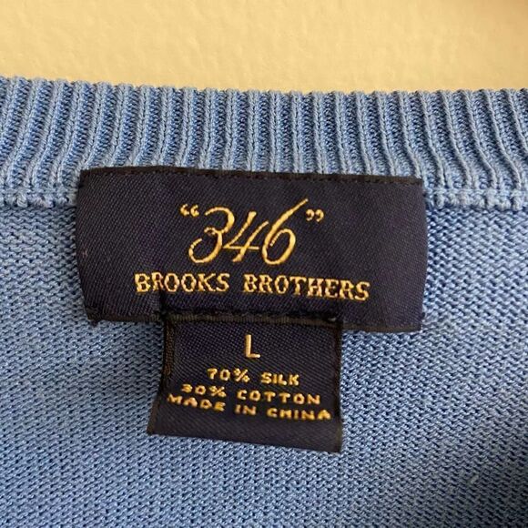 Brooks Brothers Blue Sweater Silk Cotton Blend Large - Picture 3 of 5